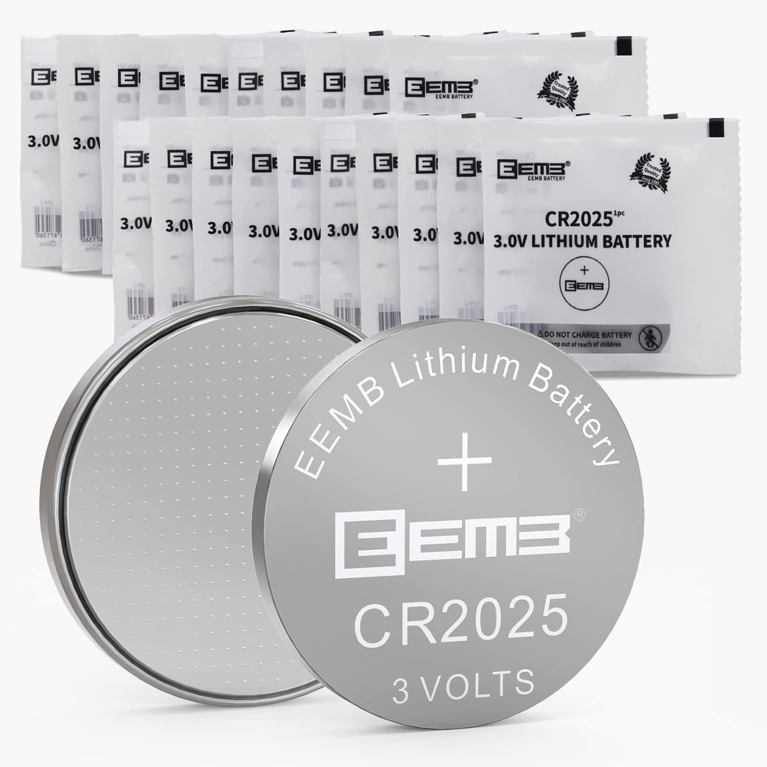 20PCS EEMB CR2025 Battery 3V Lithium Battery 2025 Coin Cell Batteries 3 Volt Li-MnO₂ Button Battery UL Certified Single Use Battery