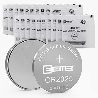 EEMB 20 PACK CR2025 Battery 3V Lithium Battery Button Coin Cell Batteries 2025 Battery for Key FOBs, calculators, Coin counters, Watches, Heart Rate Monitors, Glucose monitors and More