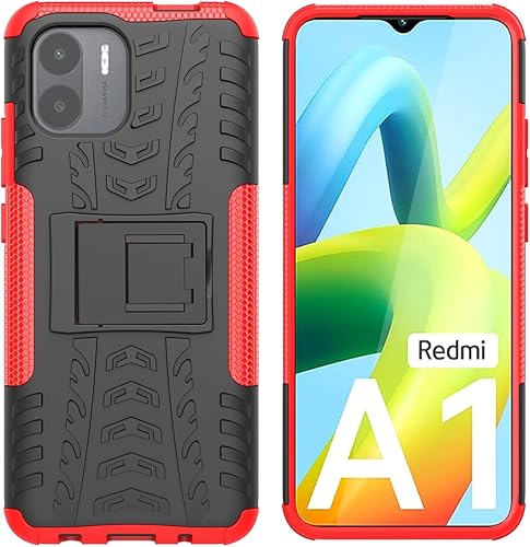Miniatura 5 de Redmi A1+ Funda para Redmi A1 Plus, funda con protector de pantalla de vidrio templado, con función atril de policarbonato duro, TPU suave de doble