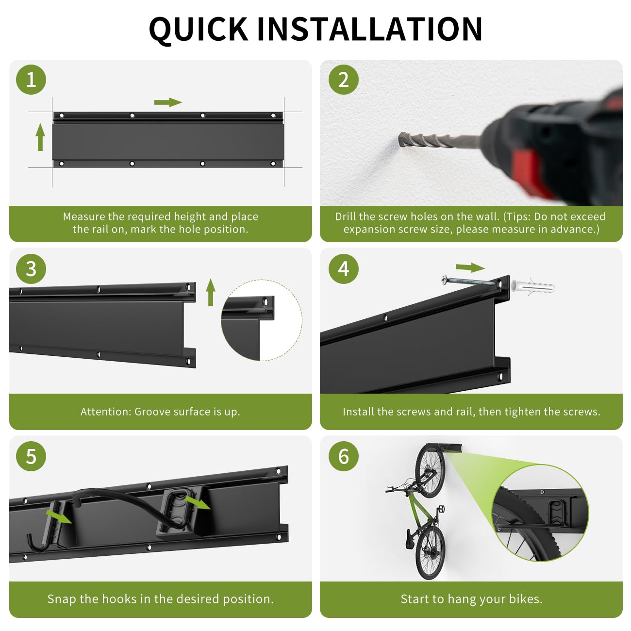 Housolution Bike Storage Rack 32Inch for 4 Bikes + 3 Helmets, Up to 300lbs, Heavy Duty Bike Hangers for Garage, Bike Hooks for Garage, Solid Steel Bicycle Storage, Bike Wall Mount, Black