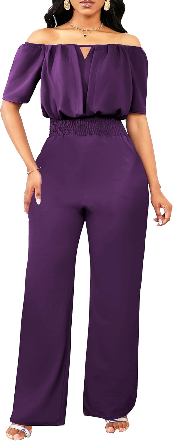 Sexy Jumpsuits for Women Elegant Off The Shoulder Business Long Straight Pants Party Jumpsuit - Image 3