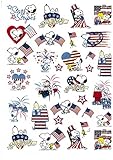 Peanuts Character Snoopy and Woodstock 4th of July Patriotic Sticker Sheet, 30 Stickers
