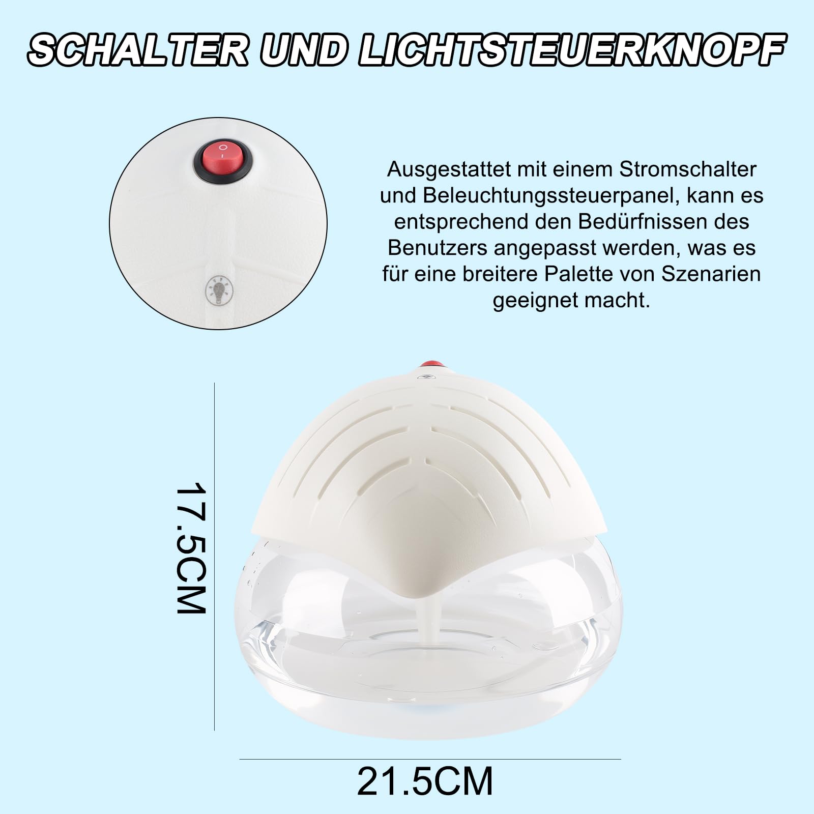 Lufterfrischer Raumluftreiniger - Unabhängiger Steuerschalter Lufterfrischer mit Lonisator, 2 in 1 Duftzerstäuber & Airfresher Bowl, air purifier bis 60 m², Raucherzimmer, Wohnzimmer, Büro, Unter 40dB