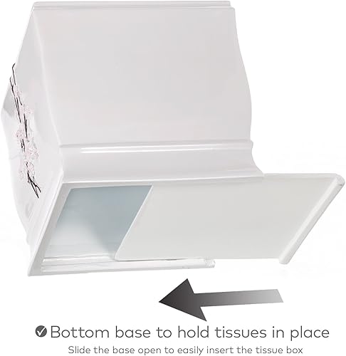 Miniatura 4 de Creative Scents Caja de pañuelos cuadrada  Soporte decorativo para pañuelos florales blanco y rosa para baño  Soporte para caja de pañuelos con