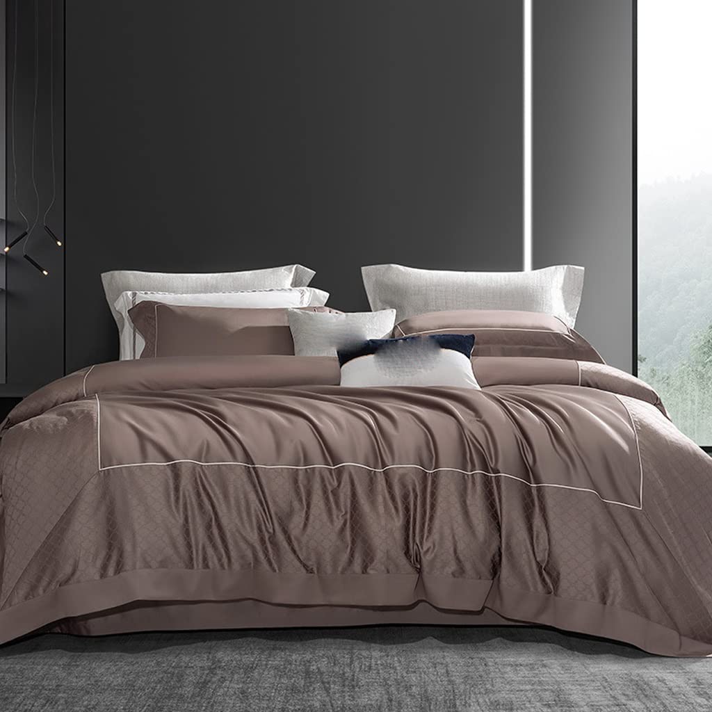 Juego de ropa de cama de algodón Jacquard con cuatro piezas de satén suave 5
