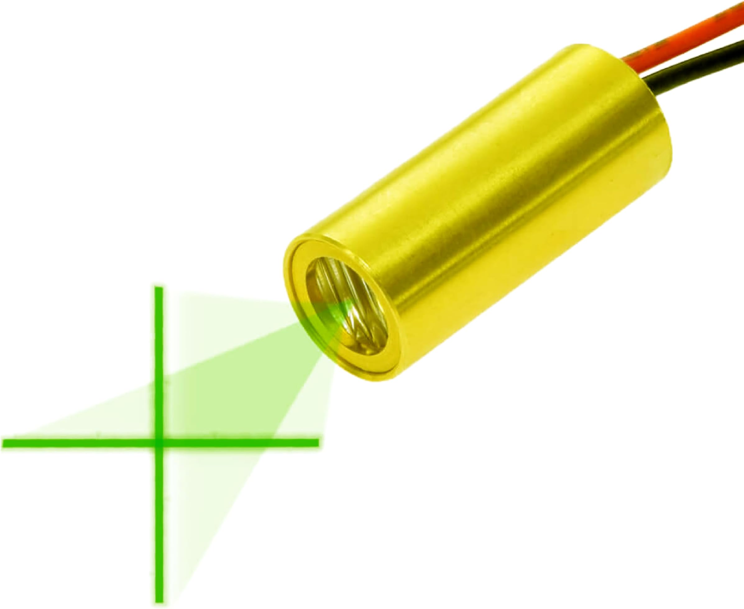 Economical Green Crosshair Laser Module, 520nm, Class 1 eye-safe, VLM-520-29 LPA - With APC Driver, D9 x L26 mm, 7~10 VDC Operation Voltage, for 0~1 meter working distance, Laser Head, Made in Taiwan