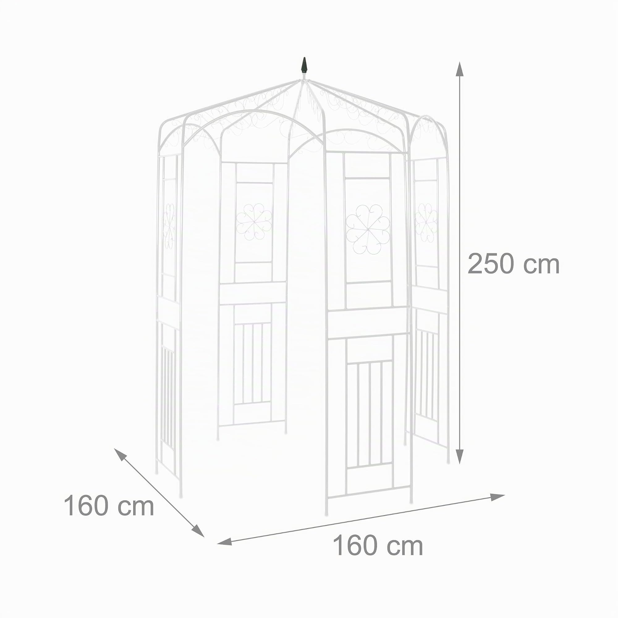 Relaxdays Arche à rosiers, Pavillon rosiers, Tonnelle plante grimpante, Tuteur treillis jardin 250x160x160 cm, blanc