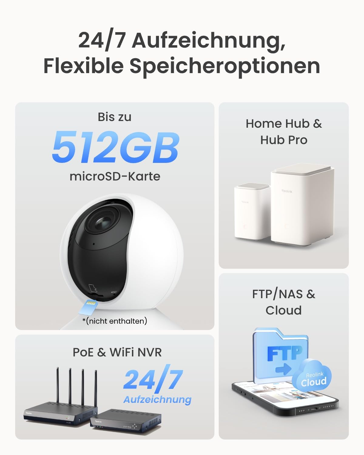 Reolink 4K PTZ WLAN Überwachungskamera Innen, 2,4/5 GHz Wi-Fi 6, Babyphone mit Kamera, 3X Optischer Zoom, Auto-Tracking, Indoor Kamera für Kids, Hundekamera, Mensch/Haustier/Schreierkennung, E1 Zoom