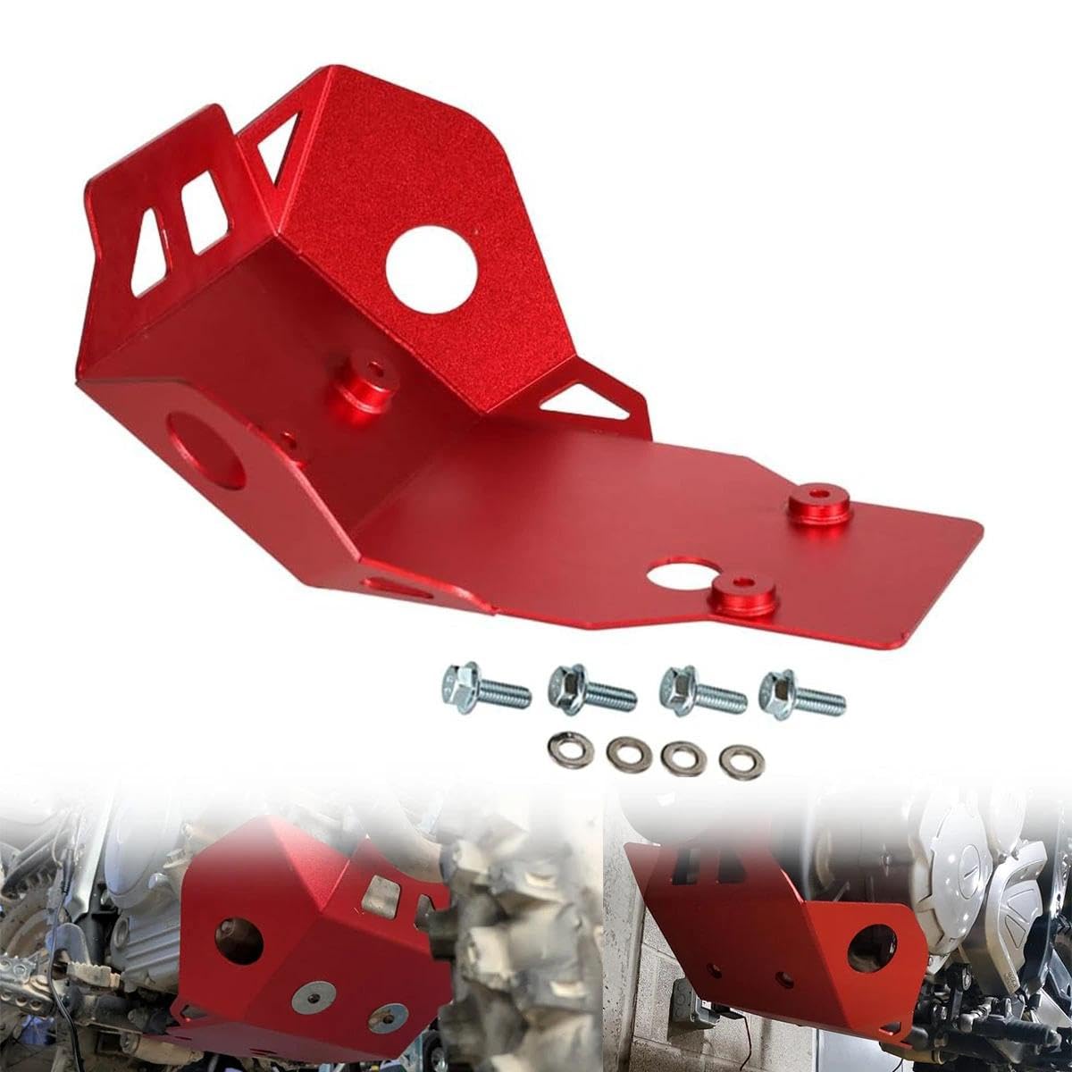 XT250 Skid Plate Front Lower Engine Mud Guard Cover Compatible with Yamaha Tricker Serow 250 2018-2023 XT 250 2008-2023 (Red)