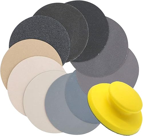 VIBRATITE Papel de lija seco y húmedo de 5 pulgadas, grano fino de grano 80 a 7000, surtido con mango de esponja, bloque de lijado de paneles de