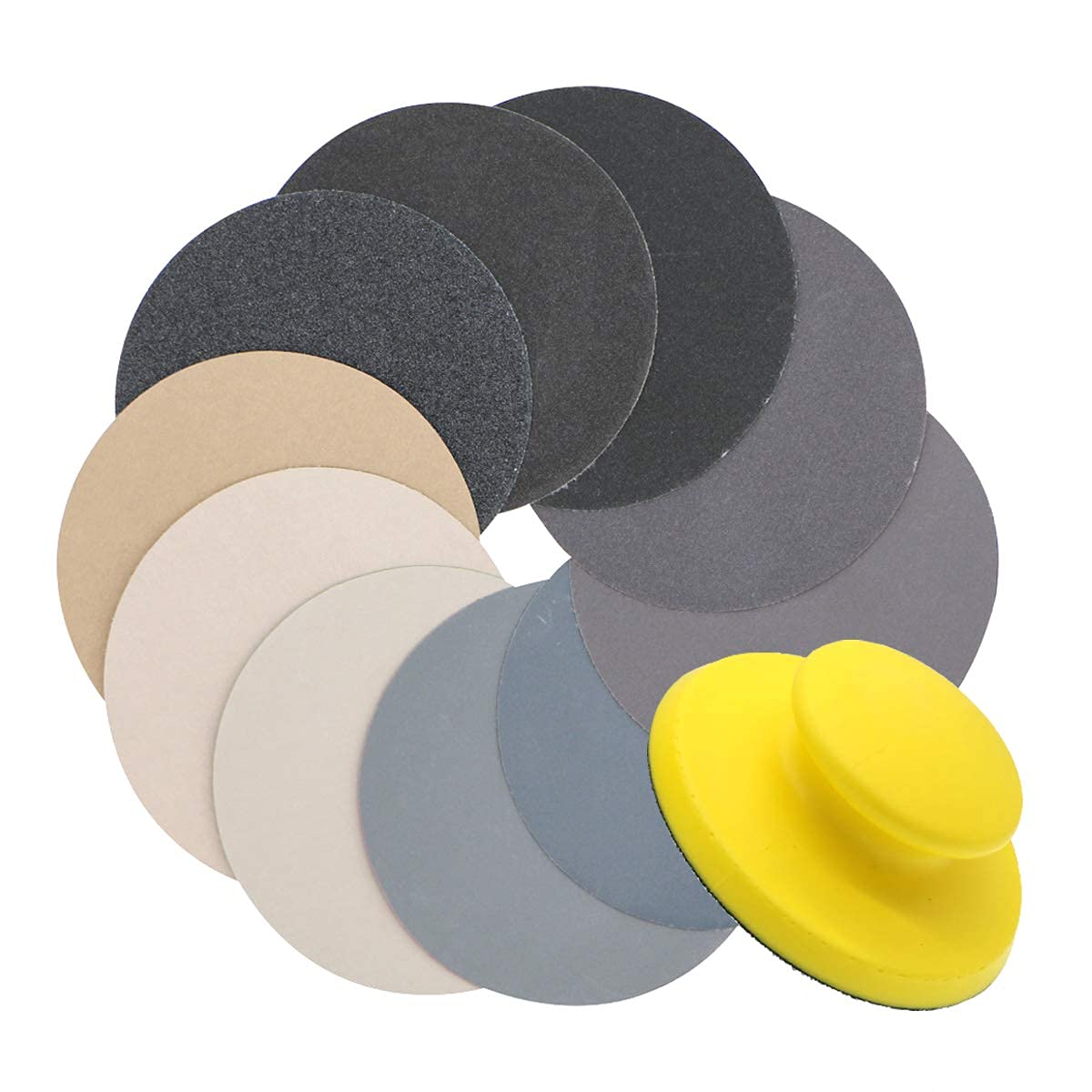 VIBRATITE 40 Pieces 5 Inch Sanding Discs, Wet Dry Sandpaper Sheets Assortment 80 to 7000 Grit Silicon Carbide Hook and Loop Round Sanding Paper with