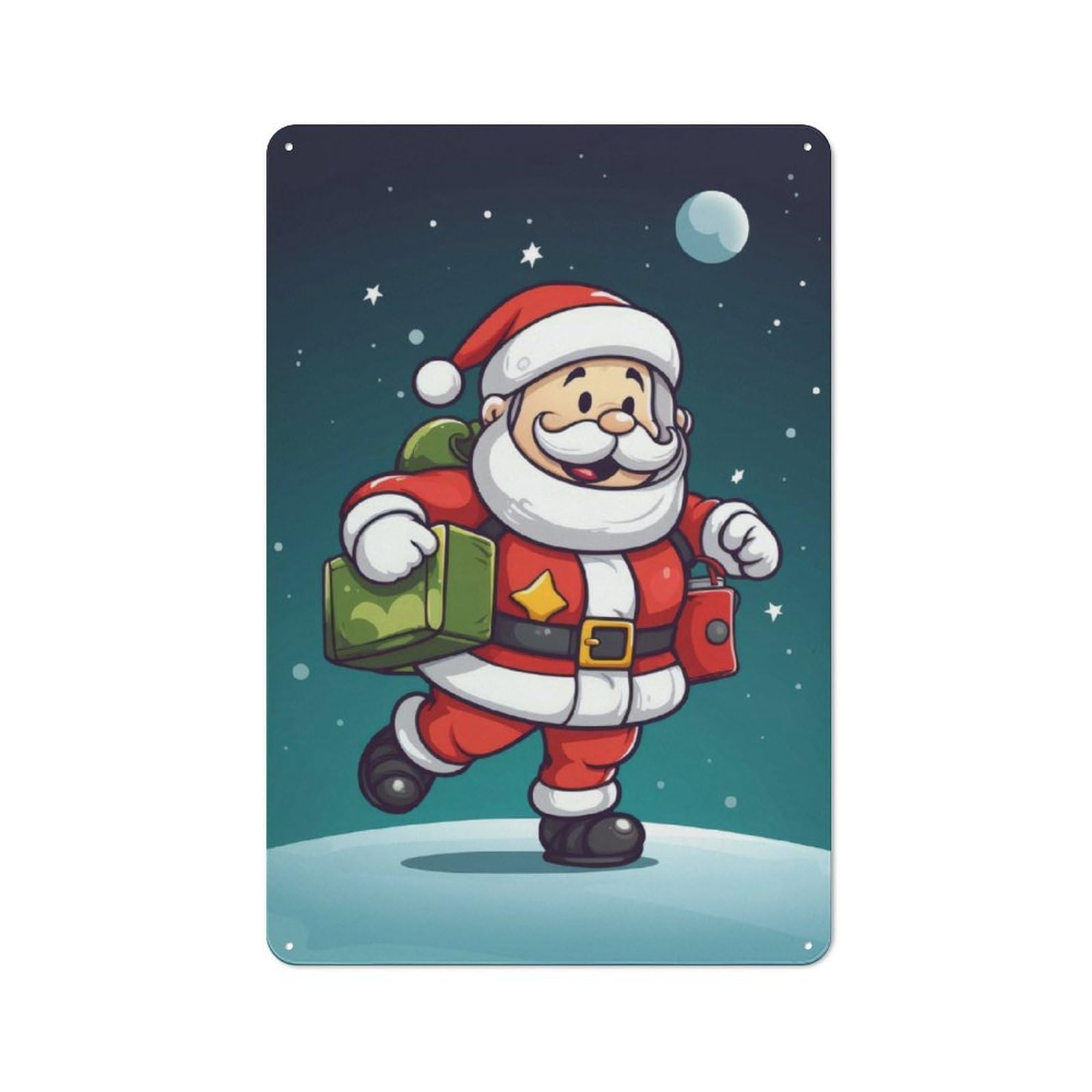 Junmoney Santa Claus Christmas Printed Metal Sign 30X20cm For Café Or Restaurant, For Hospitality Interior Collectors