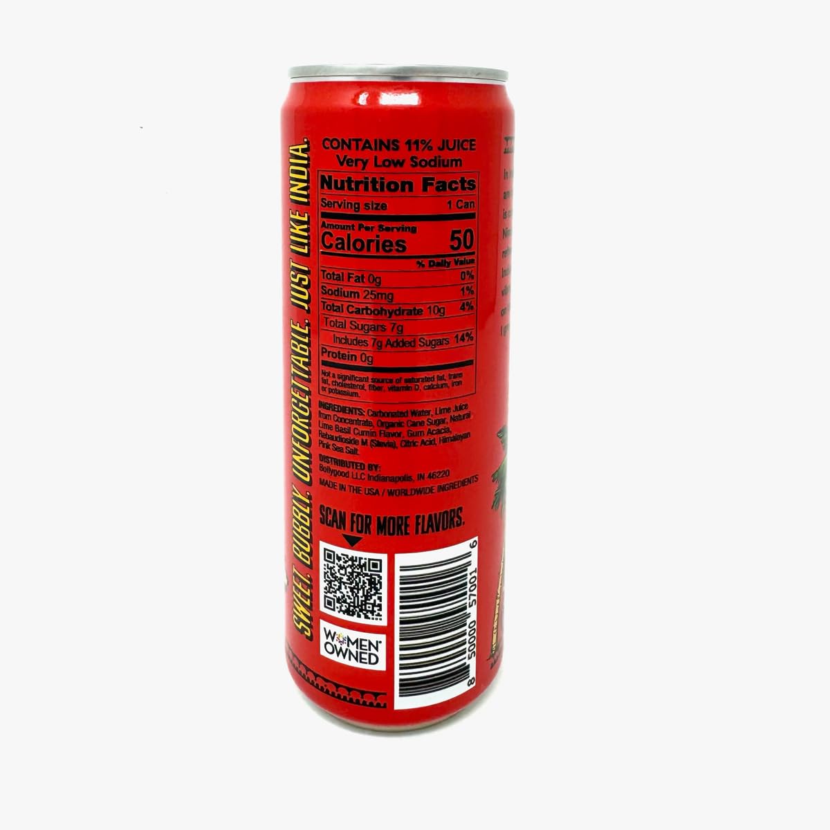 Bollygood Sparkling Limeade, Lime Basil Cumin Indian Inspired Beverage Nimbu Pani, No Artifical Colors or Flavors, Non-GMO Project Verified, 12 FL OZ Cans (Pack of 12)