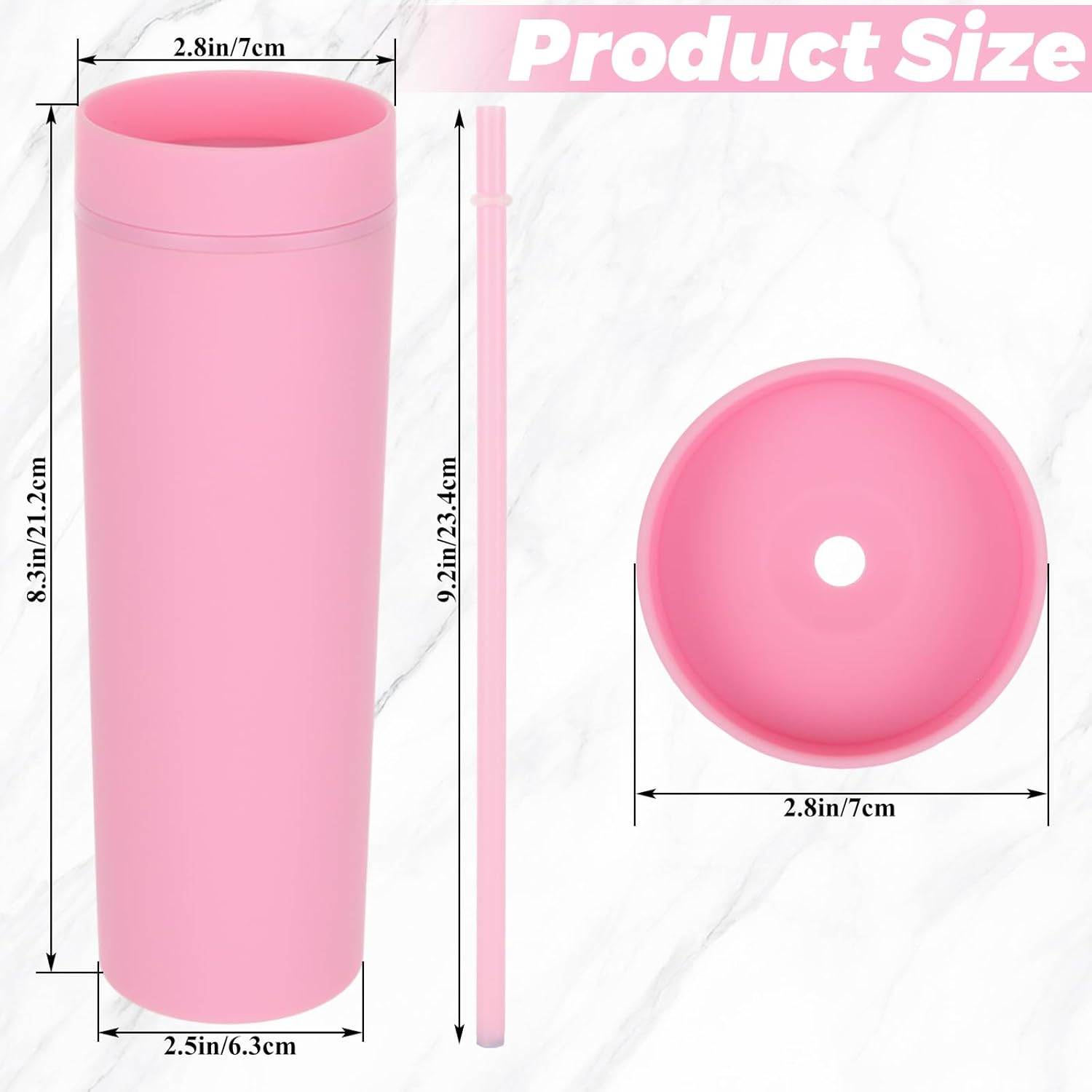 16 oz Pink Skinny Tumblers with Lid and Straw, 10 Pack Bulk Tumblers, Reusable Double Wall Plastic Cups for Iced Coffee, Travel, and Home, Leak-Proof, Insulated Drinkware Gift Set for Women and Girls - Image 2