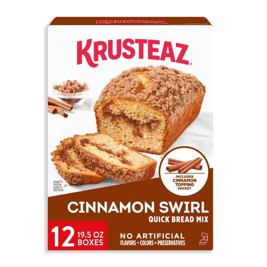 Cinnamon Swirl Quick Bread Mix, Includes Cinnamon Topping, 19.5 oz Boxes (Pack of 12)
