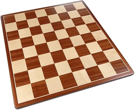 Pallas Rounded Corners Chess Board with Inlaid Mahogany Wood, Large 17 x 17 Inch, Board Only