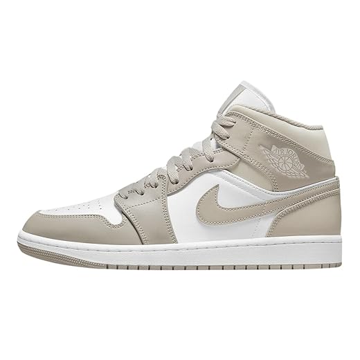 Nike Jordan Mens Air Jordan 1 Mid 554724 082 Linen - Size 10 College Grey/Light Bone-white