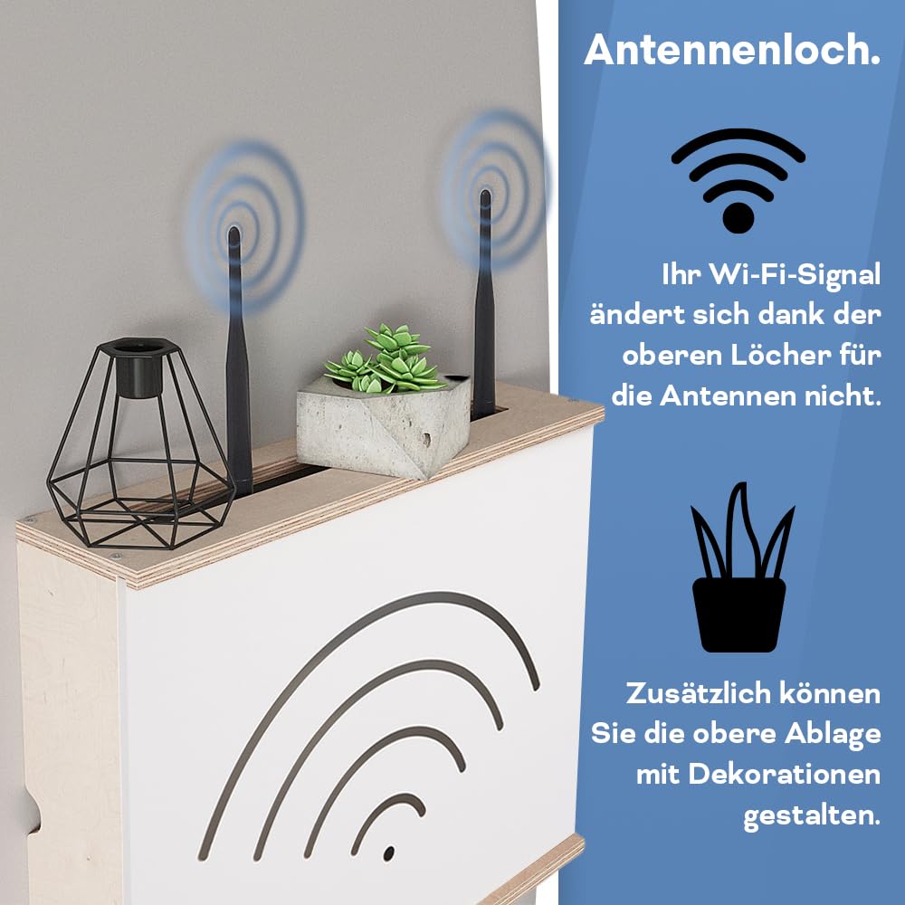 MOE UHANE Router Schrank - Router Aufbewahrungsbox - Router Verstecken - Router Box - Wall Box - Wallboxen - WLAN Regal - WiFi Schrank - Made in EU