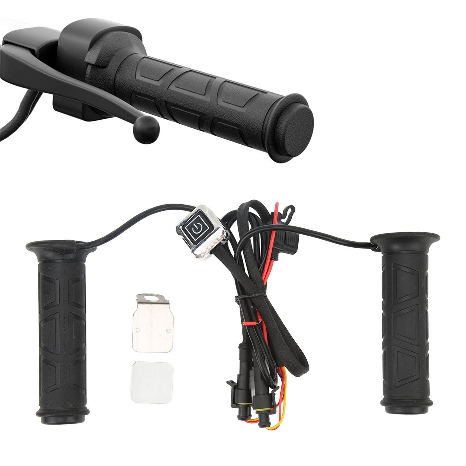 Oumefar 2 Mangos Calefactables para Motocicleta de 12 V, Empuñaduras de Manillar Calefactables Eléctricas Impermeables con Temperatura Ajustable para ATV, Diseño Integralmente