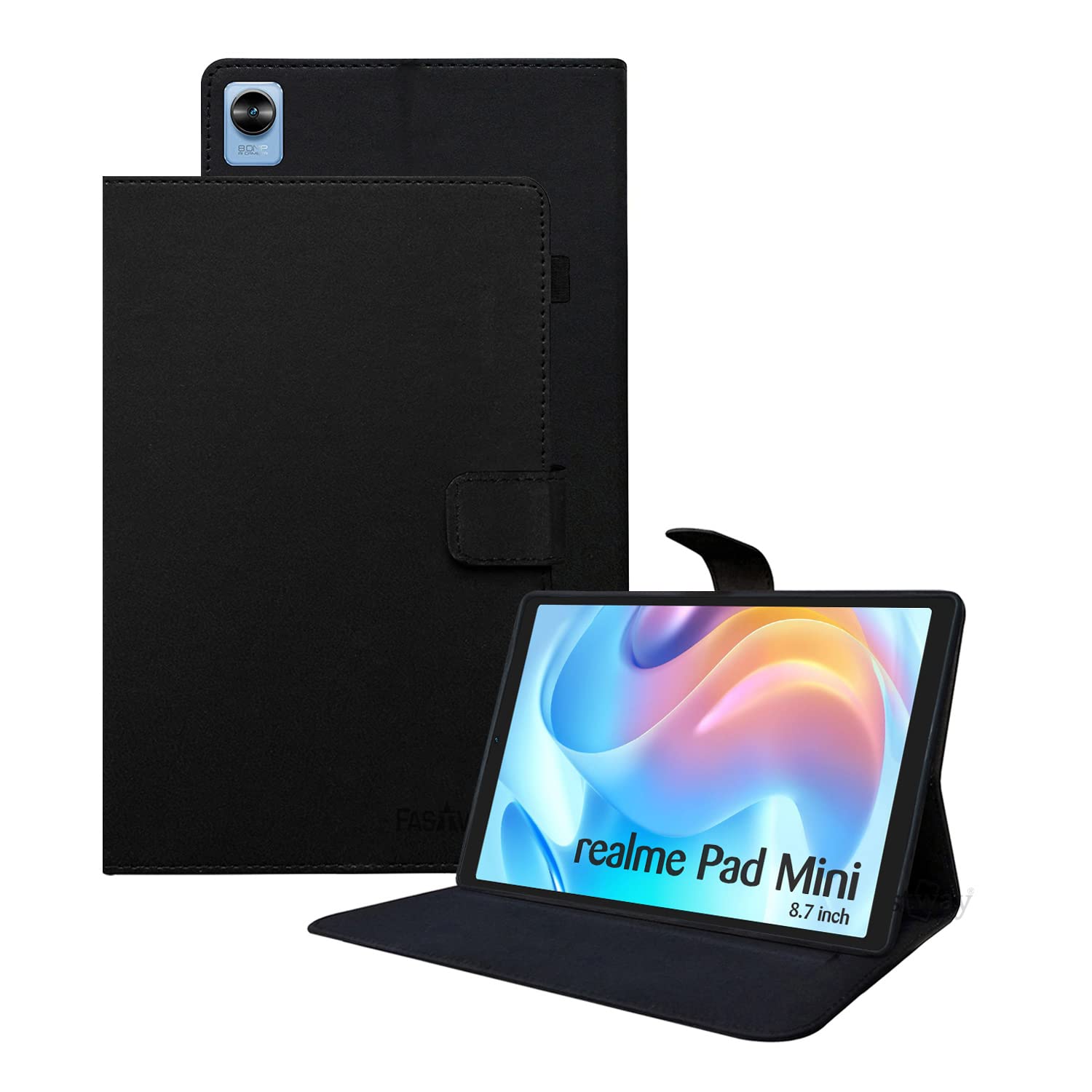 Fastway Leather Folio Flip Stand Case Cover for Realme Pad Mini 8.7 inch Tablet (Black) (B0B1XFJNGW) Amazon Price History, Amazon Price Tracker