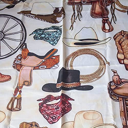 Fuortia Western Cowboys Shower Curtain Cowboy Hat Cowboy Boots Saddle Horse Whip Wild West Shower Curtain With Hooks Retro American West World Bath Curtain Set Bathroom Decor 70X70 Inches #TOP1