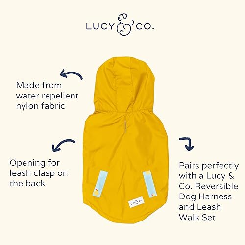Vista 4 de Lucy & Co. Lucky Ducky - Impermeable reversible para perros y mascotas - Impermeable para perros - Poncho ajustable a prueba de agua para caninos