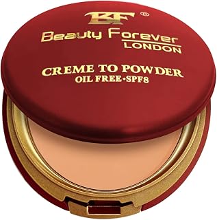 Beauty Forever Creme to Powder Foundation, Lightweight Formula Oil Free, Matte Finish Face Foundation, Suitable For All Skin Types, Cool Natural Looks, Available in 16 Shades (CTP105)