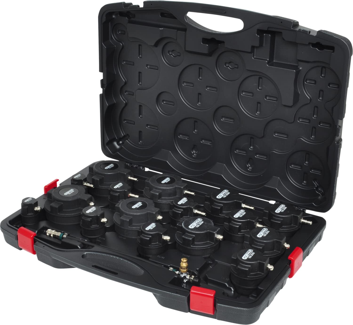 KS Tools 150.2520 Juego de maletín de comprobación del sistema de sobrealimentación para el turbocompresor, 17 pzs.