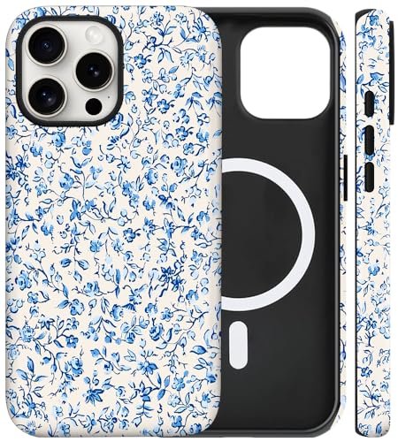 Coque iPhone 14 Plus fleurie bleue élégante pour le quotidien