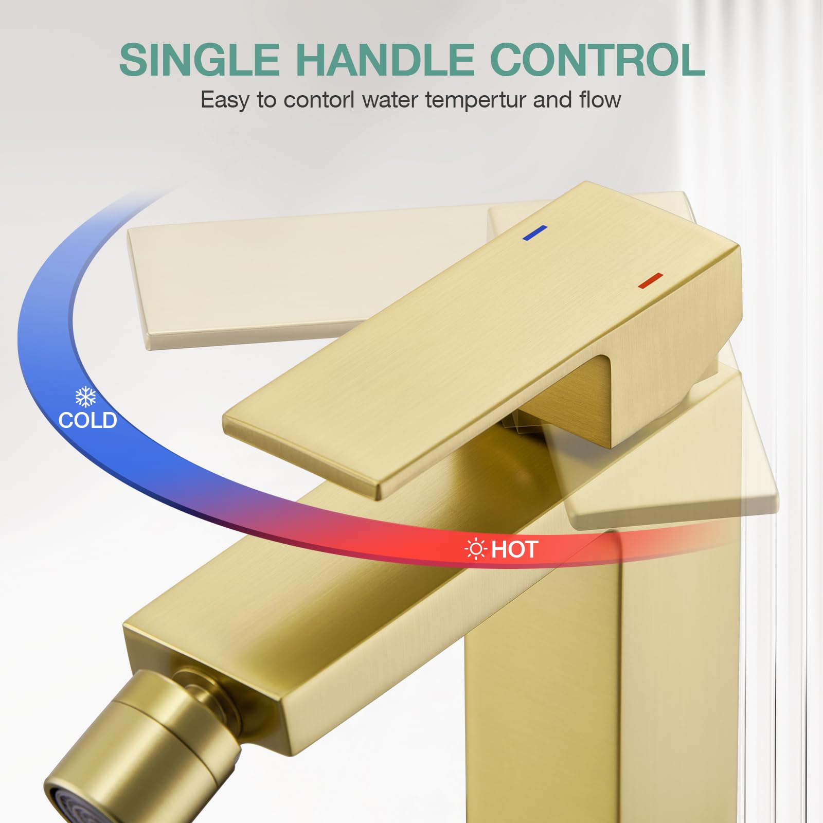 Faustina Mitigeur monocommandé pour Bidet toilettes avec Tirette, Robinet de Bidet pour Salle de Bain, Mitigeur Monocommande Robinet Carré, en Acier Inoxydable Or