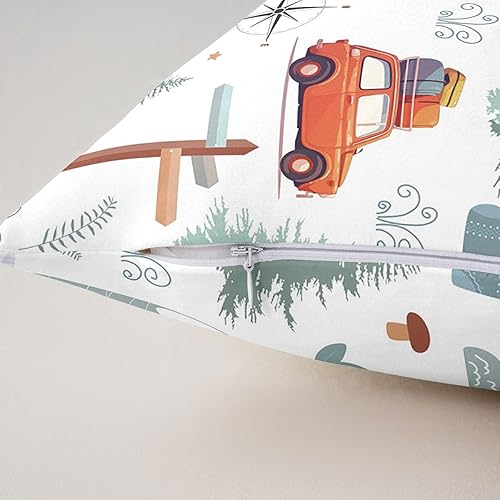 Miniatura 4 de Juego de 2 fundas de almohada temáticas de cámper de 16 x 16 pulgadas, fundas de almohada de campamento feliz, fundas de cojín para accesorios de