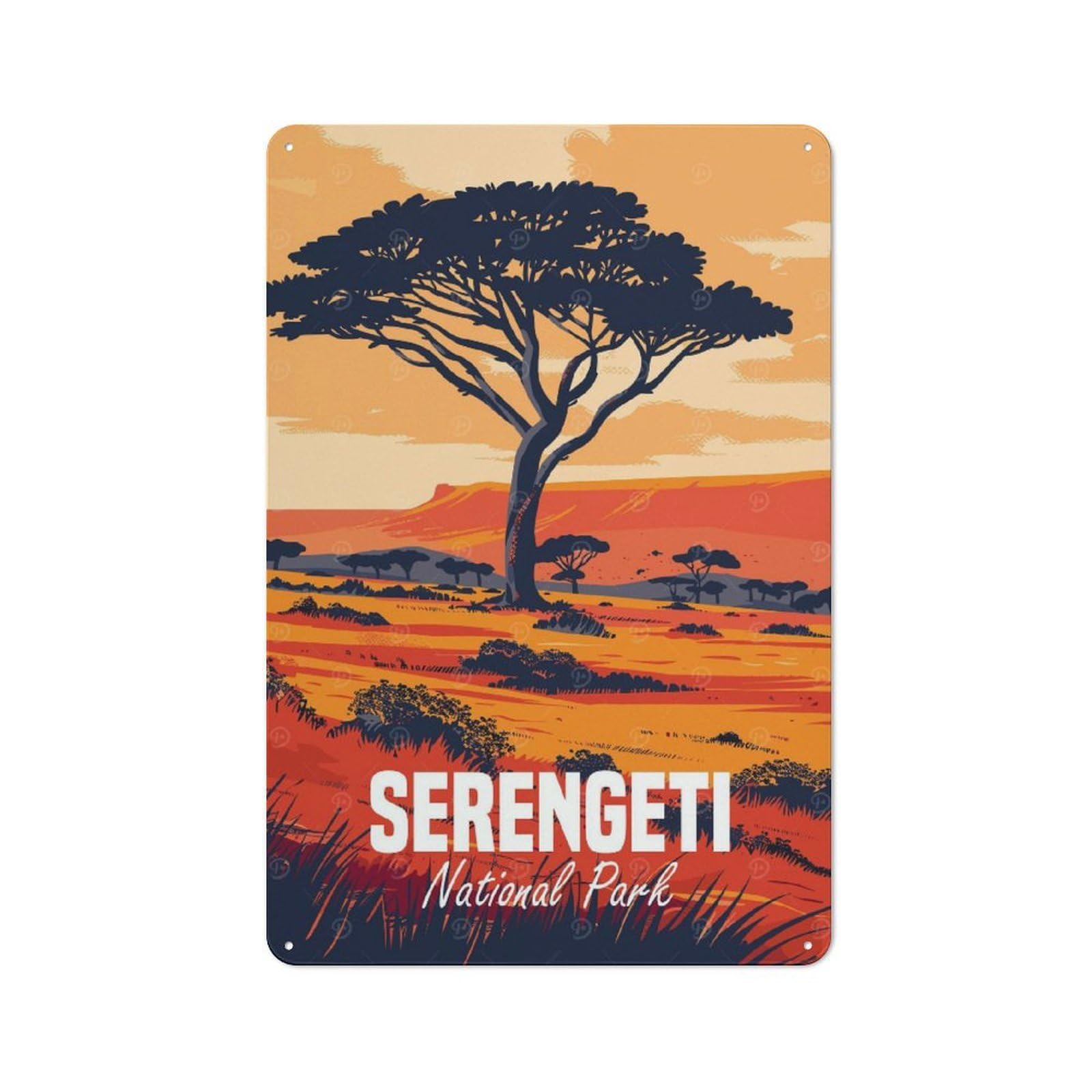 Junmoney Serengeti National Park Retro Metal Sign 30X20cm For Garden Room Or Summerhouse, A Decorative Metal Sign For Garden Rooms And Summerhouses