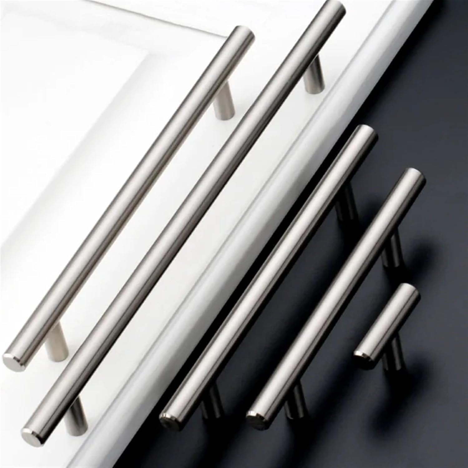 T Type 50-500mm Stainless Steel Kitchen Cabinet Handles Cupboard Door Pulls Drawer Furniture Hardware Diameter 10mm 2Pcs(224mm)