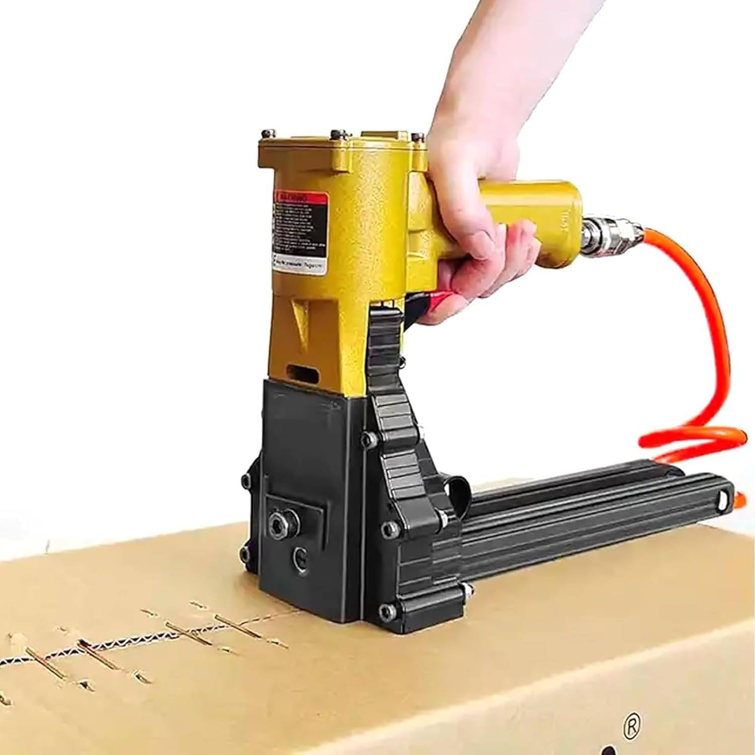 YXZYFPP Pneumatic Box Stapler, Heavy Duty Air Carton Closer, Handheld Box Sealing Staple Gun for 15mm-18mm Nails, Durable and Efficient for Cardboard Sealing (size_name 22mm)