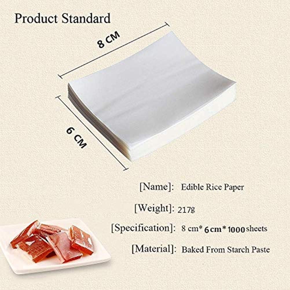 1000 Sheets Glutinous Rice Paper Edible Candy Rice Paper Rice Candy Edible Wrapper for Candy and Chocolate Making 3.15x2.36 Inches
