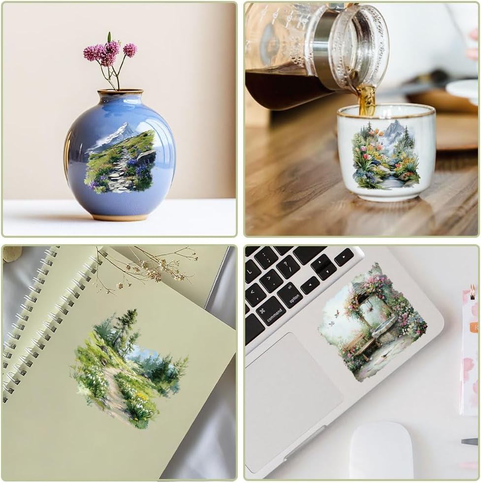 22 Pcs Forest UV DTF Cup Wraps, Spring Mountain Natural Scenery UV DTF Transfer Stickers Waterproof Rub on Transfer Stickers for Glass Cups Furniture Decorations