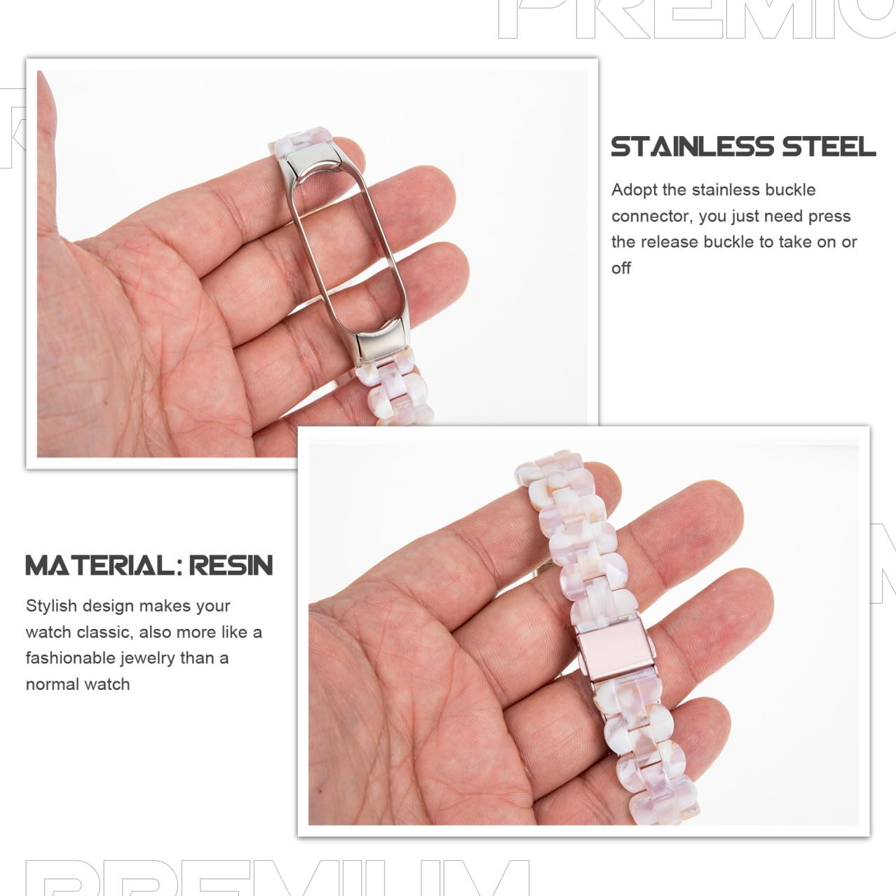 PartyKindom 2 Pièces Mi 5 6 Bracelet Bracelet Bracelet Montres Bande 5/6 Bandes De Sangle 5/5 Bande De Remplacement Forme De Fleur Résine Millet 5 Ceinture De Remplacement