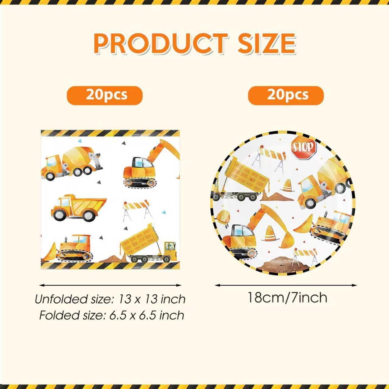 Construction Party Decorations,40Pcs Construction Birthday Party Supplies Including Disposable Construction Plates and Napkins Perfect for Boys Birthday Party Decor Baby Shower Serves 20 Guests image 2