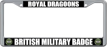 Royal Dragoon Guards British Military Regiment Badge Logo License Plate Frame 2 Pack, Chrome Car Tag Holder
