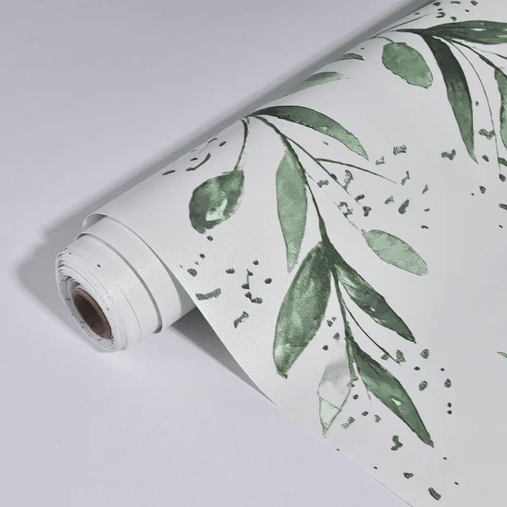 Papier peint amovible feuilles aquarelles pour masquer un mur abîmé