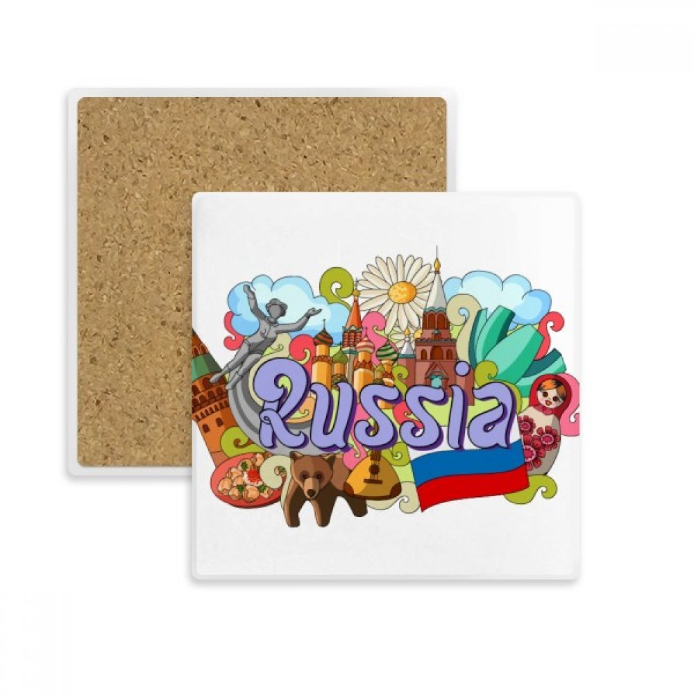 Dessous de verre Russie en pierre absorbante multicolor porte-gobelet pour table