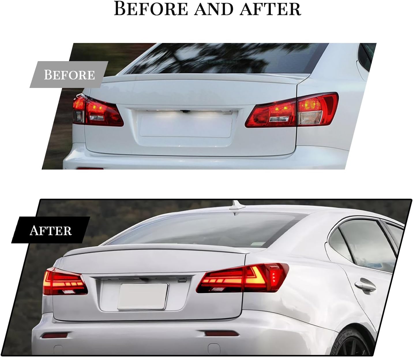 HCmotion Tail lights Assembly for 2006-2013 Lexus Sedan XE20/IS250/IS350/ISF, Tail Lamp With Start UP Animation LED DRL light & Sequential Turn Signal,Plug-and-play, LED Tail Lights Replacement