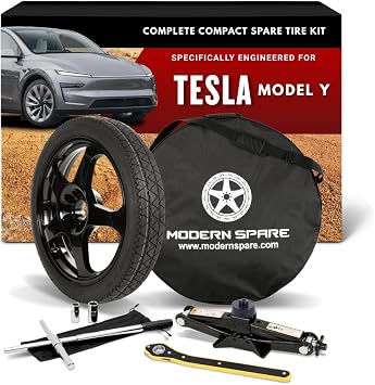 Modern Spare - Fits 2020-2026 Tesla Model Y - Complete Compact Spare Tire Kit With Carrying Case