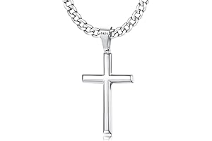 925 Sterling Silver Cross Necklace: Men's Rugged Cross with Edgy Charm