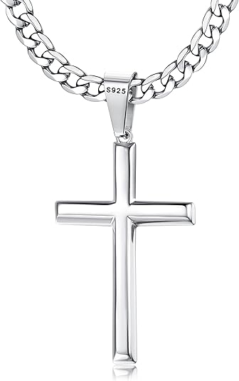 JeweBella Kruis Halsketting voor heren, roestvrij staal, Jezus, crucifix hanger, halsketting met Venetiaanse ketting, 61 cm, zilver/goud/zwart