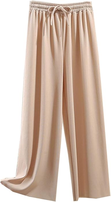 Amazon.com: HAIRGAI Slacks Mujer Pantalones Sueltos de Verano Suave de Seda  Hielo Hasta el Tobillo Ancho de la Pierna Pantalones de las Mujeres de  Talle Alto, Pantalones : Ropa, Zapatos y Joyería