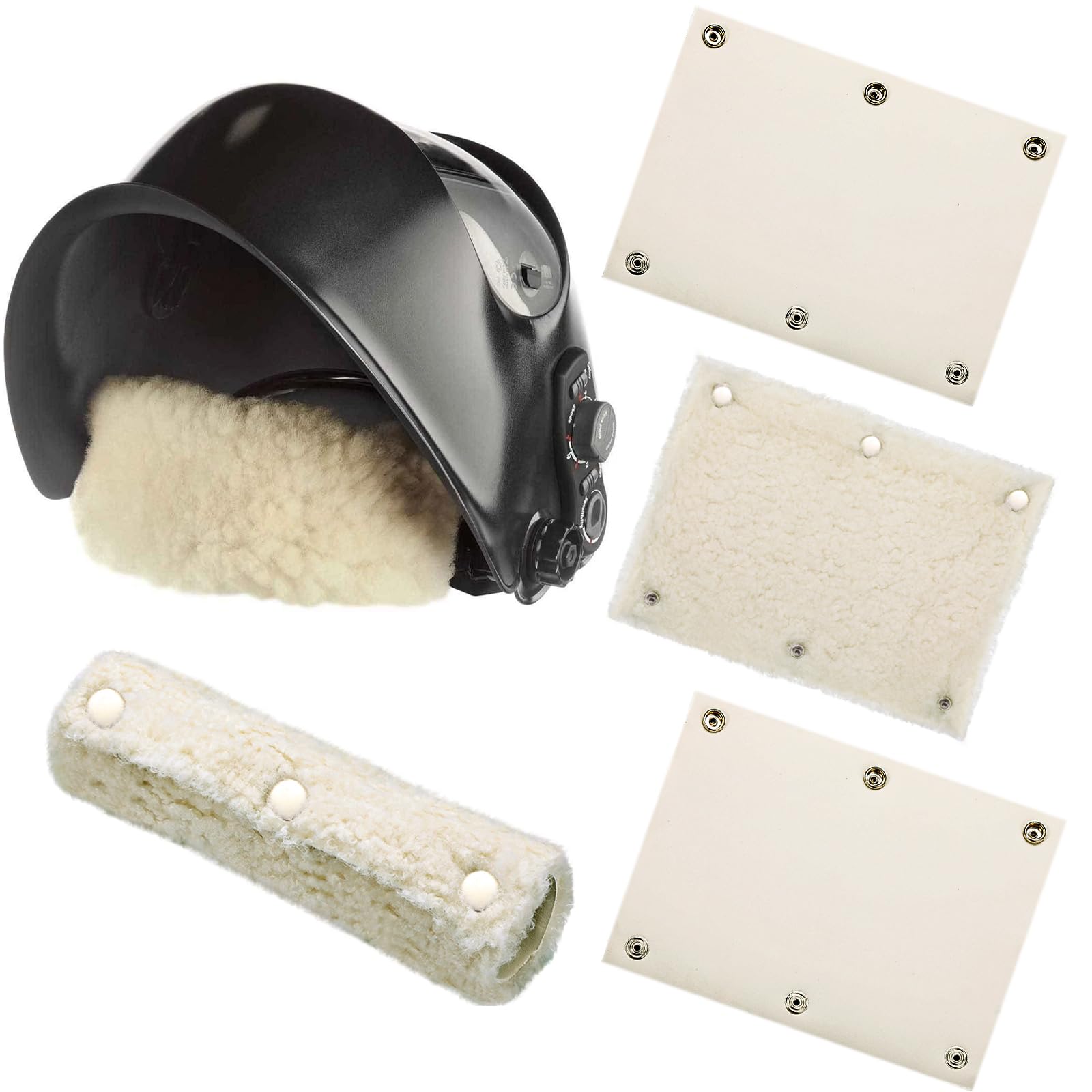 Suncalla 3 almohadillas de piel de oveja para casco de soldadura, accesorios de capucha de soldadura, acolchado de casco duro, lavable, forro de casco de piel de oveja para hombres y mujeres