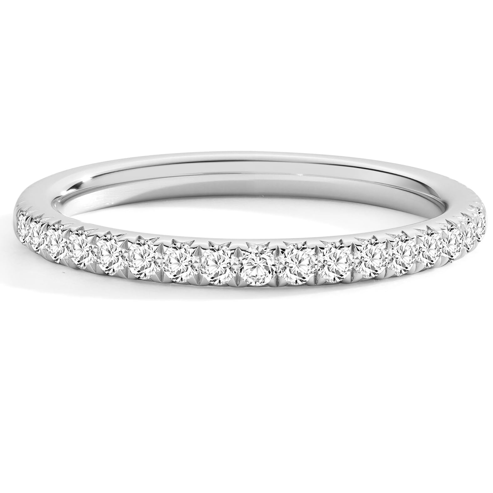 ASHINE 14K Gold Plated 5A Cubic Zirconia Half Eternity Band Ring | Stackable Engagement Ring for Women | Dainty Diamond-Inspired Womens Wedding Jewelry
