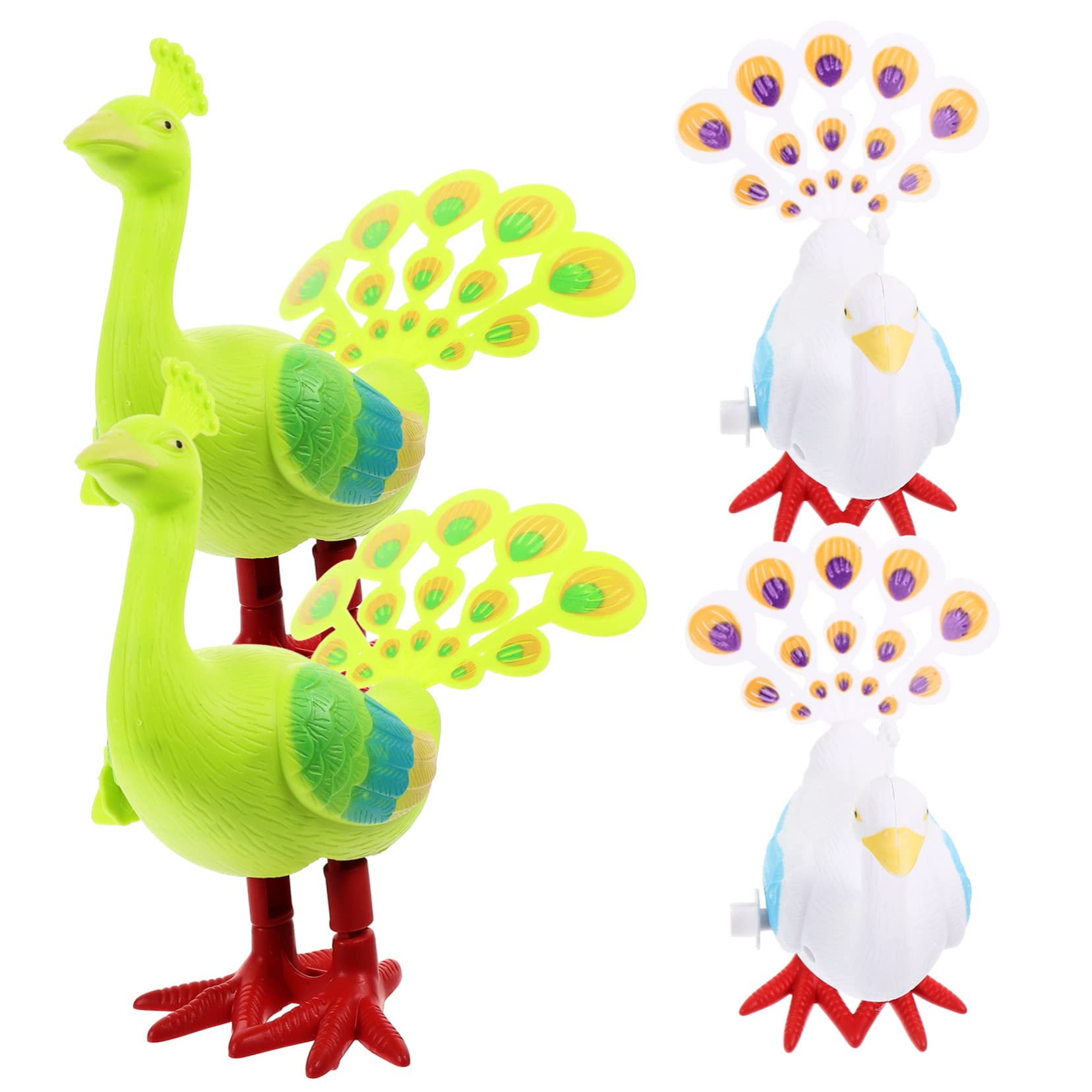 SUPVOX 4pcs Boys and Girls Clockwork Toy Abs Material Funny Wind-up Peacock Toy for Boys Girls