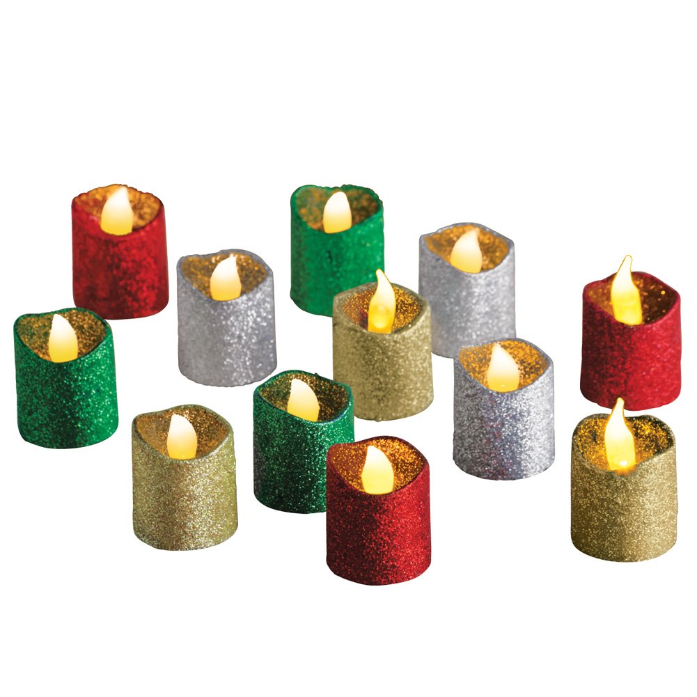 Collections EtcLED Glitter Holiday Flameless Votives - Set of 12